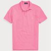 Vaaleanpunaiset miesten Ralph Lauren mukautetut Slim Fit mesh poolopaidat Vaaleanpunaiset miesten Ralph Lauren mukautetut Slim Fit mesh poolopaidat