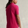 Vaaleanpunaiset miesten Ralph Lauren mukautetut Slim Fit mesh poolopaidat Vaaleanpunaiset miesten Ralph Lauren mukautetut Slim Fit mesh poolopaidat