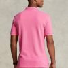 Vaaleanpunaiset miesten Ralph Lauren mukautetut Slim Fit mesh poolopaidat Vaaleanpunaiset miesten Ralph Lauren mukautetut Slim Fit mesh poolopaidat