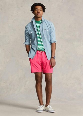 Vaaleanpunaiset miesten Ralph Lauren Traveler -uimahousut