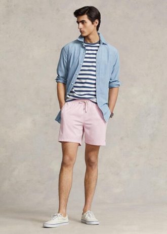 Vaaleanpunaiset miesten Ralph Lauren Traveler -uimahousut