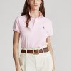 Vaaleanpunaiset naisten Ralph Lauren Classic Fit mesh poolopaidat Vaaleanpunaiset naisten Ralph Lauren Classic Fit mesh poolopaidat