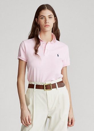 Vaaleanpunaiset naisten Ralph Lauren Classic Fit mesh poolopaidat