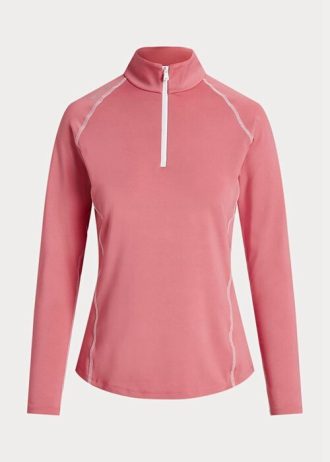 Vaaleanpunaiset naisten Ralph Lauren Jersey Quarter-vetoketjulliset villapaidat Vaaleanpunaiset naisten Ralph Lauren Jersey Quarter-vetoketjulliset villapaidat