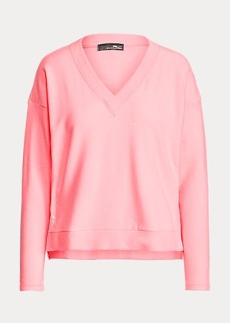 Vaaleanpunaiset naisten Ralph Lauren Jersey V-kaula-aukkoiset villapaidat Vaaleanpunaiset naisten Ralph Lauren Jersey V-kaula-aukkoiset villapaidat