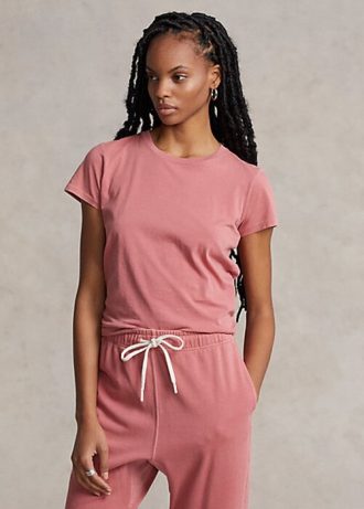 Vaaleanpunaiset Naisten Ralph Lauren Organic Cotton Crewneck T-paidat