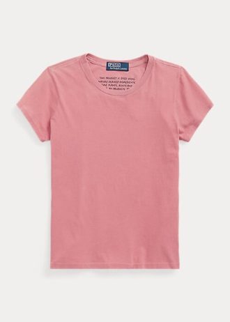 Vaaleanpunaiset Naisten Ralph Lauren Organic Cotton Crewneck T-paidat