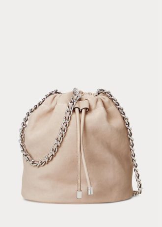 Vaaleanpunaiset naisten Ralph Lauren Pesty Nahka Medium Emmy Bucket Laukut
