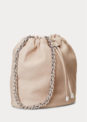 Vaaleanpunaiset naisten Ralph Lauren Pesty Nahka Medium Emmy Bucket Laukut