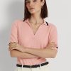 Vaaleanpunaiset naisten Ralph Lauren Silk-Blend lyhythihaiset neulepuserot Vaaleanpunaiset naisten Ralph Lauren Silk-Blend lyhythihaiset neulepuserot