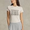 Vaaleanpunaiset Naisten Ralph Lauren Slim Graphic Ribbed T-paidat Vaaleanpunaiset Naisten Ralph Lauren Slim Graphic Ribbed T-paidat