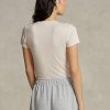 Vaaleanpunaiset Naisten Ralph Lauren Slim Graphic Ribbed T-paidat Vaaleanpunaiset Naisten Ralph Lauren Slim Graphic Ribbed T-paidat