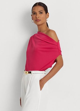 Vaaleanpunaiset naisten Ralph Lauren Stretch Jersey -topit Vaaleanpunaiset naisten Ralph Lauren Stretch Jersey -topit