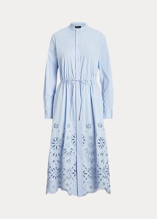 Vaaleansininen naisten Ralph Lauren -silmukkakirjailtu mekko Vaaleansininen naisten Ralph Lauren -silmukkakirjailtu mekko