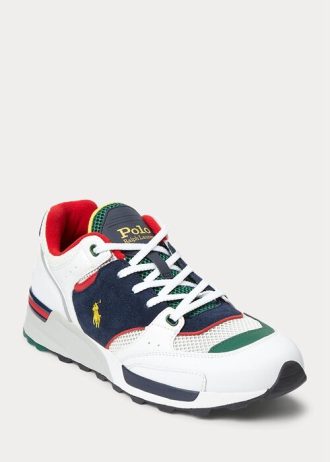 Valkoinen/laivasto Miesten Ralph Lauren Trackster 200 -lenkkarit Valkoinen/laivasto Miesten Ralph Lauren Trackster 200 -lenkkarit