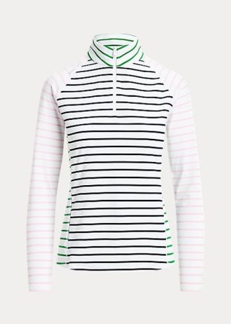 Valkoinen/laivasto/vaaleanpunainen naisten Ralph Lauren Striped Stretch Jersey -puserot Valkoinen/laivasto/vaaleanpunainen naisten Ralph Lauren Striped Stretch Jersey -puserot