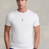 Valkoinen miesten Ralph Lauren Custom Slim Fit Crewneck T-paidat Valkoinen miesten Ralph Lauren Custom Slim Fit Crewneck T-paidat