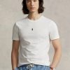 Valkoinen miesten Ralph Lauren Custom Slim Fit Crewneck T-paidat Valkoinen miesten Ralph Lauren Custom Slim Fit Crewneck T-paidat