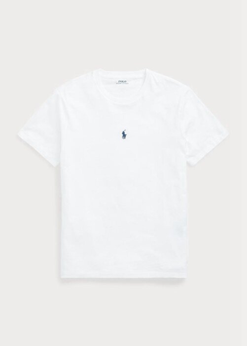 Valkoinen miesten Ralph Lauren Custom Slim Fit Crewneck T-paidat Valkoinen miesten Ralph Lauren Custom Slim Fit Crewneck T-paidat