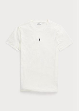 Valkoinen miesten Ralph Lauren Custom Slim Fit Crewneck T-paidat