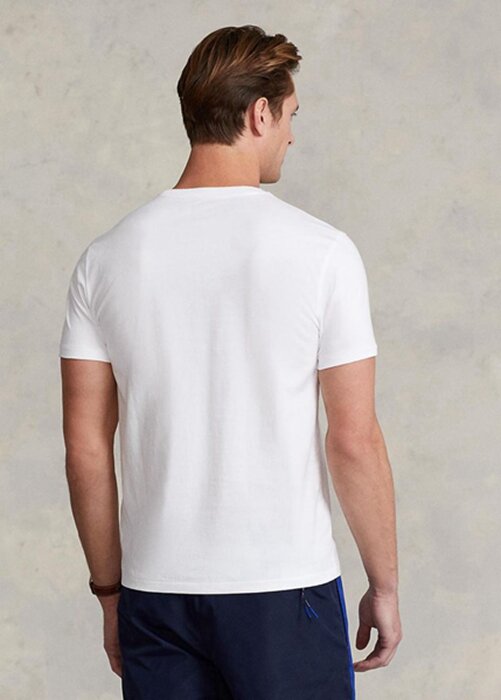 Valkoinen miesten Ralph Lauren Custom Slim Fit Crewneck T-paidat Valkoinen miesten Ralph Lauren Custom Slim Fit Crewneck T-paidat