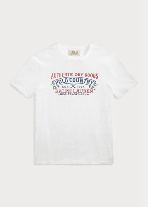 Valkoinen Miesten Ralph Lauren Custom Slim Fit Polo Country T-paidat Valkoinen Miesten Ralph Lauren Custom Slim Fit Polo Country T-paidat