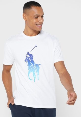 Valkoinen Miesten Ralph Lauren Graphic Crew Neck T-paidat