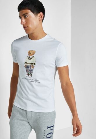 Valkoinen Miesten Ralph Lauren Graphic Crew Neck T-paidat