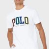 Valkoinen miesten Ralph Lauren Logo Crew Neck T-paidat Valkoinen miesten Ralph Lauren Logo Crew Neck T-paidat