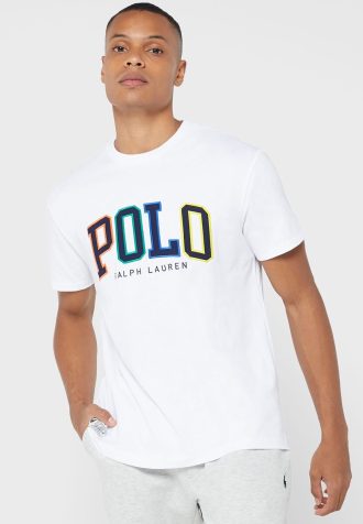 Valkoinen miesten Ralph Lauren Logo Crew Neck T-paidat