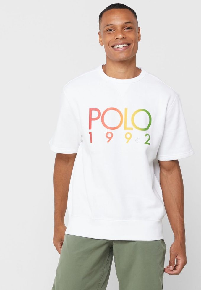 Valkoinen miesten Ralph Lauren Logo Crew Neck T-paidat