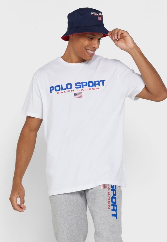 Valkoinen miesten Ralph Lauren Logo Crew Neck T-paidat