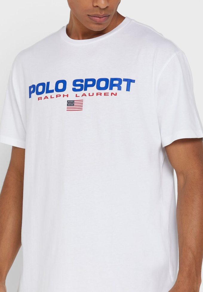Valkoinen miesten Ralph Lauren Logo Crew Neck T-paidat