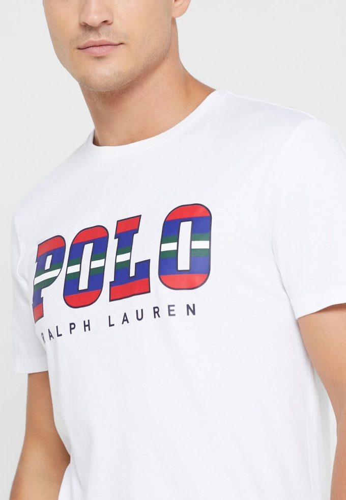 Valkoinen miesten Ralph Lauren Logo Crew Neck T-paidat
