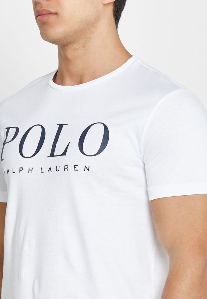 Valkoinen miesten Ralph Lauren Logo Crew Neck T-paidat Valkoinen miesten Ralph Lauren Logo Crew Neck T-paidat