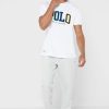 Valkoinen miesten Ralph Lauren Logo Crew Neck T-paidat Valkoinen miesten Ralph Lauren Logo Crew Neck T-paidat