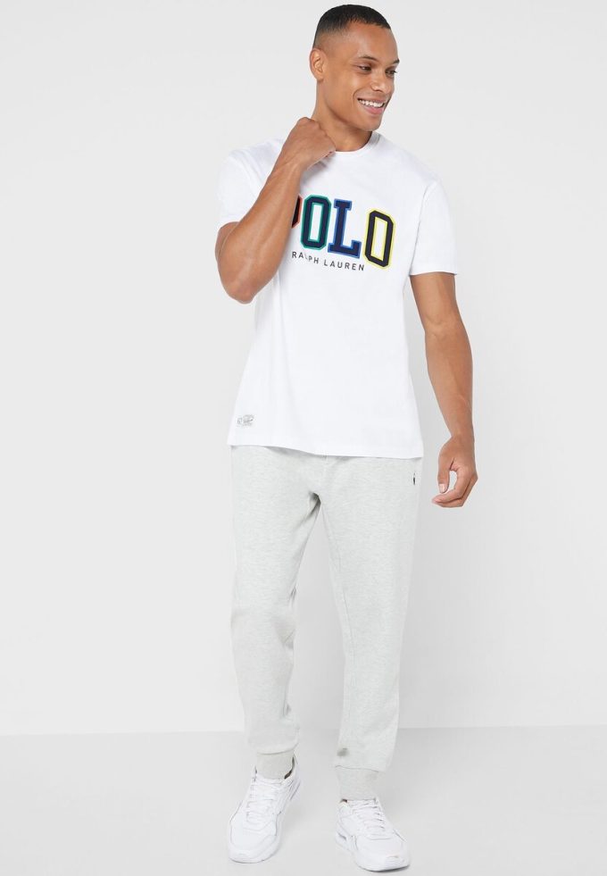Valkoinen miesten Ralph Lauren Logo Crew Neck T-paidat Valkoinen miesten Ralph Lauren Logo Crew Neck T-paidat