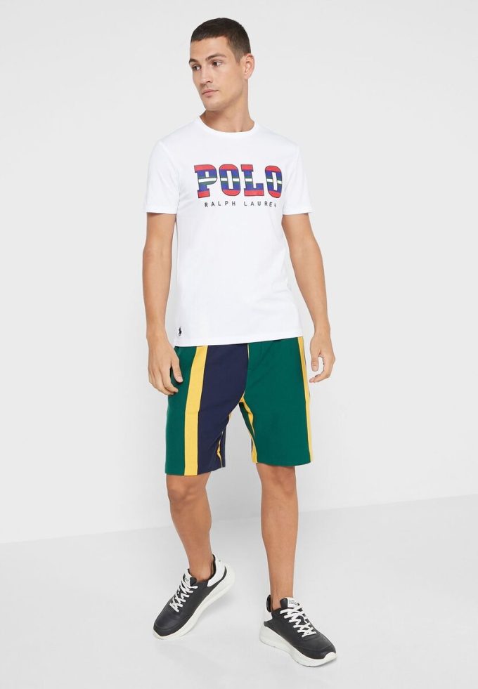 Valkoinen miesten Ralph Lauren Logo Crew Neck T-paidat
