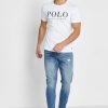 Valkoinen miesten Ralph Lauren Logo Crew Neck T-paidat Valkoinen miesten Ralph Lauren Logo Crew Neck T-paidat