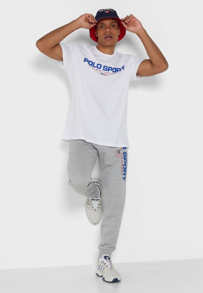Valkoinen miesten Ralph Lauren Logo Crew Neck T-paidat