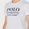 Valkoinen Miesten Ralph Lauren Slogan Crew Neck T-paidat Valkoinen Miesten Ralph Lauren Slogan Crew Neck T-paidat
