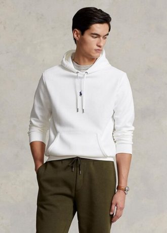Valkoinen miesten Ralph Lauren tuplaneulottu huppari