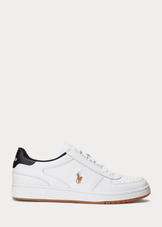 Valkoinen/musta Miesten Ralph Lauren Court -nahkaiset matalat tennarit Valkoinen/musta Miesten Ralph Lauren Court -nahkaiset matalat tennarit