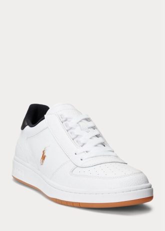 Valkoinen/musta Miesten Ralph Lauren Court -nahkaiset matalat tennarit Valkoinen/musta Miesten Ralph Lauren Court -nahkaiset matalat tennarit
