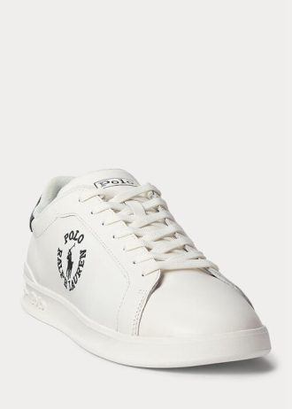 Valkoinen/musta Miesten Ralph Lauren Heritage Court II -nahkaiset tennarit Valkoinen/musta Miesten Ralph Lauren Heritage Court II -nahkaiset tennarit