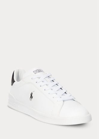 Valkoinen/musta Miesten Ralph Lauren Heritage Court II -nahkaiset tennarit Valkoinen/musta Miesten Ralph Lauren Heritage Court II -nahkaiset tennarit