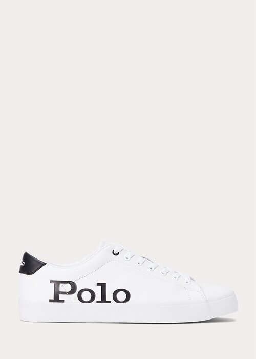 Valkoinen/musta Miesten Ralph Lauren Longwood Logo -nahkaiset tennarit Valkoinen/musta Miesten Ralph Lauren Longwood Logo -nahkaiset tennarit