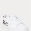 Valkoinen/musta Miesten Ralph Lauren Longwood Logo -nahkaiset tennarit Valkoinen/musta Miesten Ralph Lauren Longwood Logo -nahkaiset tennarit