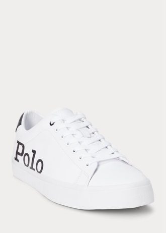 Valkoinen/musta Miesten Ralph Lauren Longwood Logo -nahkaiset tennarit Valkoinen/musta Miesten Ralph Lauren Longwood Logo -nahkaiset tennarit