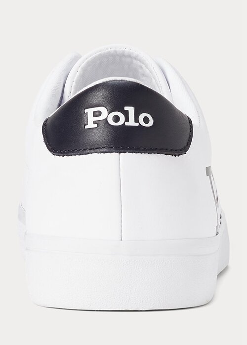 Valkoinen/musta Miesten Ralph Lauren Longwood Logo -nahkaiset tennarit Valkoinen/musta Miesten Ralph Lauren Longwood Logo -nahkaiset tennarit